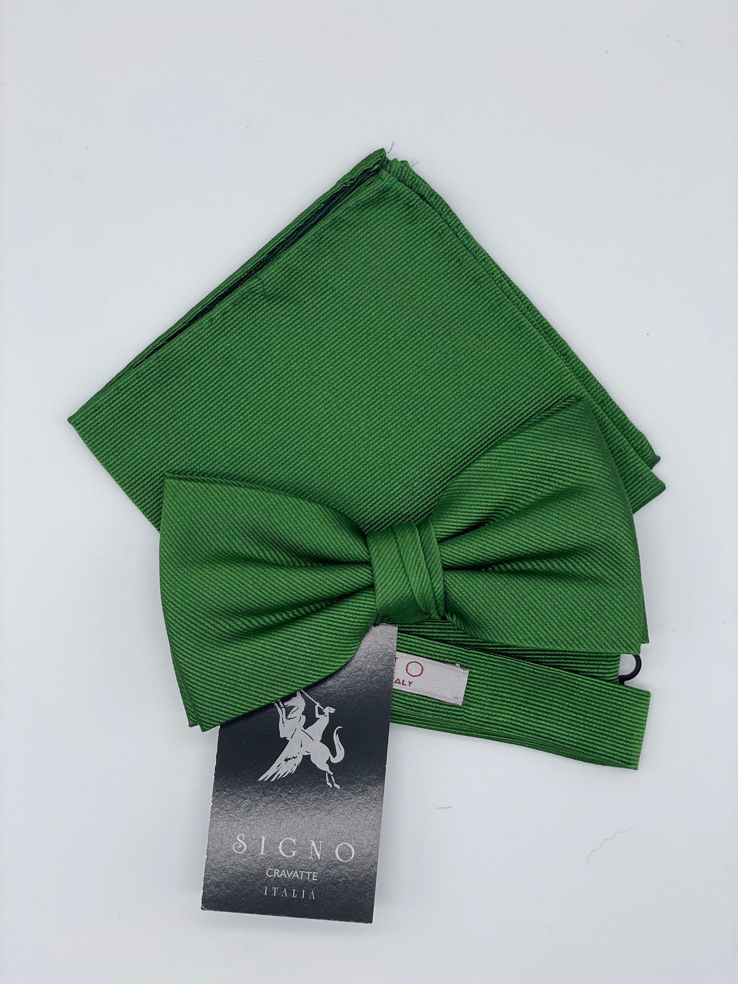 Papillon verde con pochette