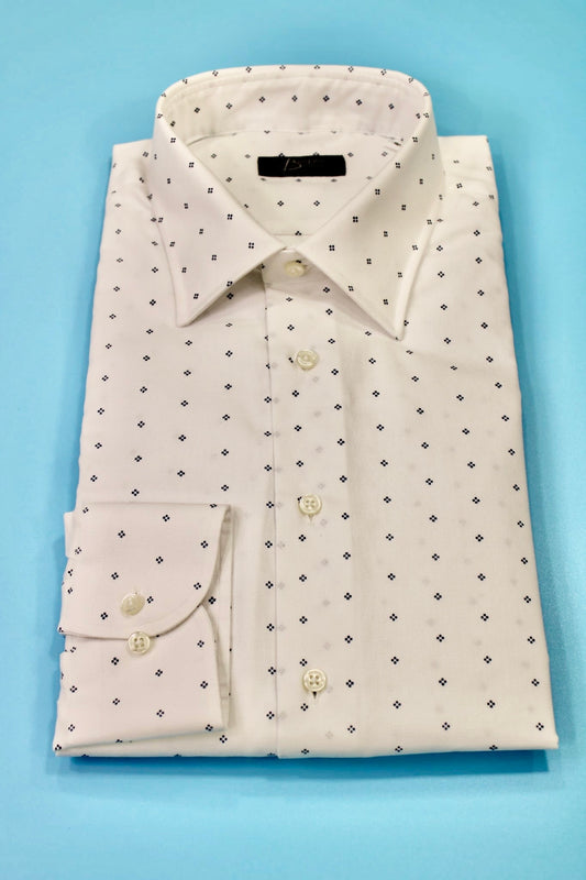 Camicia bianca con micro fantasia blu